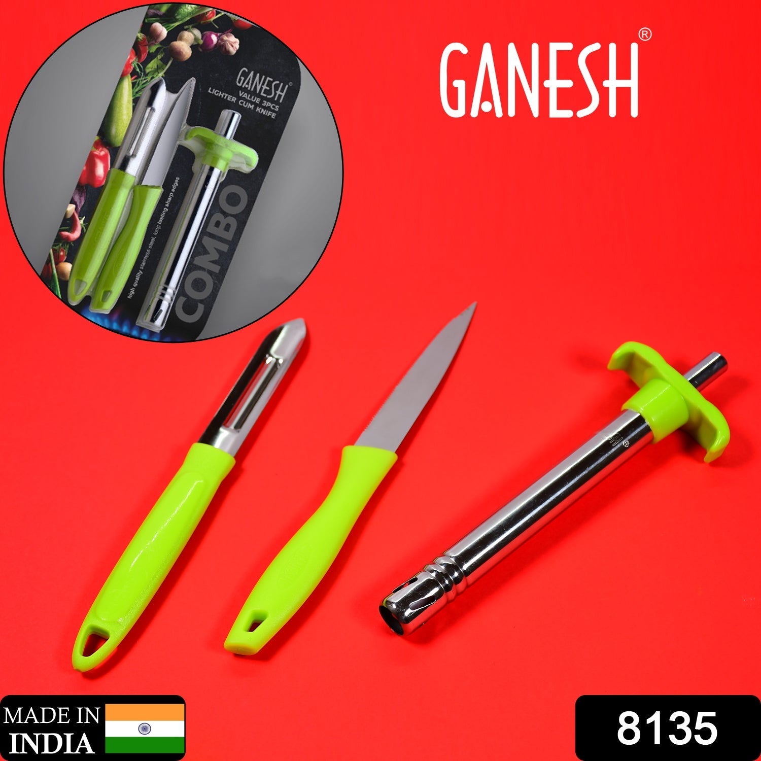 Multipurpose lighter, knife, and peeler set from Ganesh Multipurpose lighter, knife, and peeler set from Ganesh